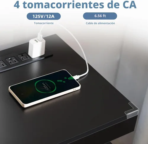 Vista 3 de HOMMPA Soporte de TV LED moderno para televisores de 55/50/43/40/32 pulgadas con tomas de corriente, centro de entretenimiento