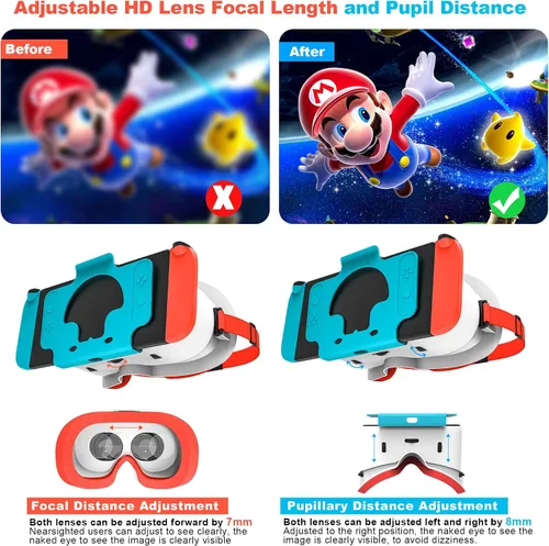 Vista 4 de MVPTGRS Upgraded VR Headset for Original Nintendo Switch & Switch OLED Model, Virtual Reality Glasses with Adjustable HD Lenses and Comfortable Head