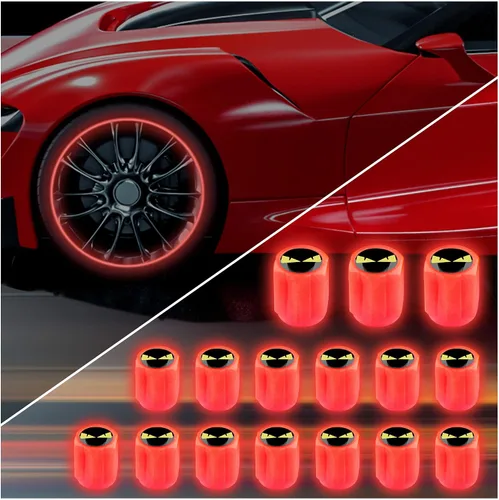 Vista 16 de 16 PCS tapones fluorescentes para vástago de válvula de neumático, tapones luminosos para válvula de aire de rueda de automóvil, accesorios