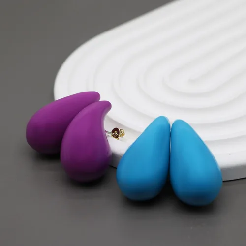 Vista 6 de 2 pares de aretes de gota de agua gruesos dorados y plateados, ligeros, huecos, aretes de aro de lágrima, regalo de joyería de moda para mujeres