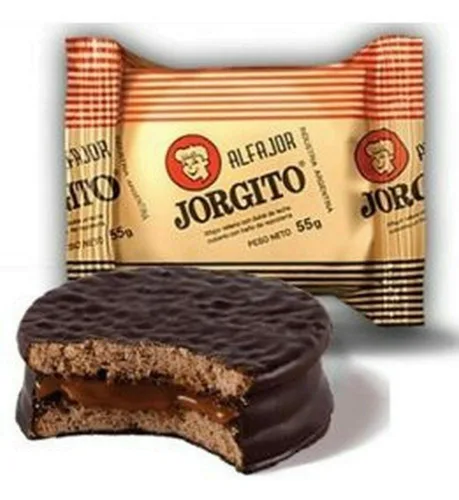 Vista 2 de Alfajor Jorgito Negro Dulce de Leche con revestimiento de chocolate al por mayor caja a granel