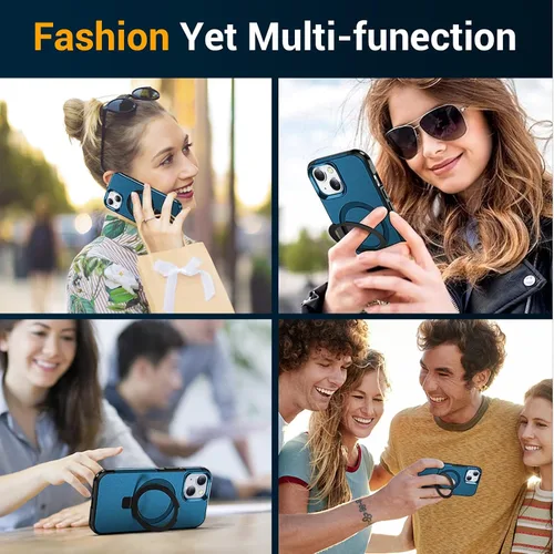 Vista 8 de jaroco Funda para iPhone 13, con [protector de pantalla de privacidad] [soporte magnético con patilla] [compatible con MagSafe], funda de teléfono