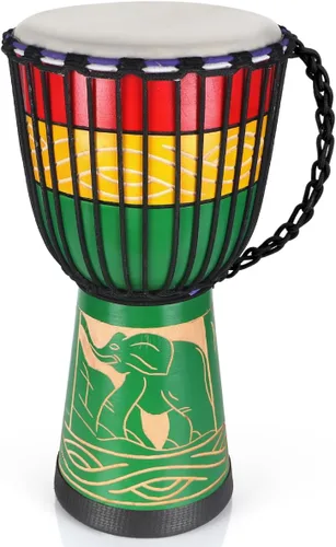 Vista 10 de Tambor africano de Djembe, estándar 8 '' tambores cosidos tela azul del Congo, tambor profesional del bongo con la cabeza del tambor de la piel