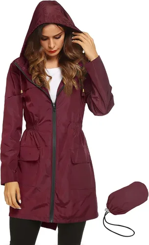 Vista 33 de LOMON Chaqueta ligera impermeable con capucha para mujer, para exteriores
