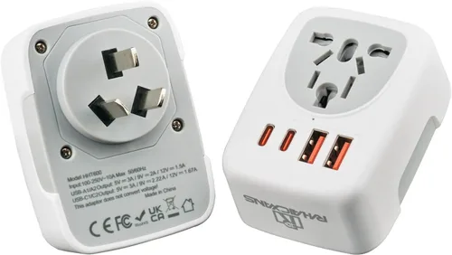 Vista 9 de Adaptador de corriente de viaje europeo con carga de 4 puertos 2 puertos USB-C de 20 W y 2 USB A de 18 W de carga rápida Enchufe de la UE