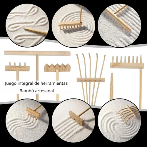 Vista 7 de Kit de jardín Zen de Island Falls Home 27.9x20.3 cm. Hermoso mini adorno de piedra japonés, juego de regalo para el hogar, escritorio de oficina.