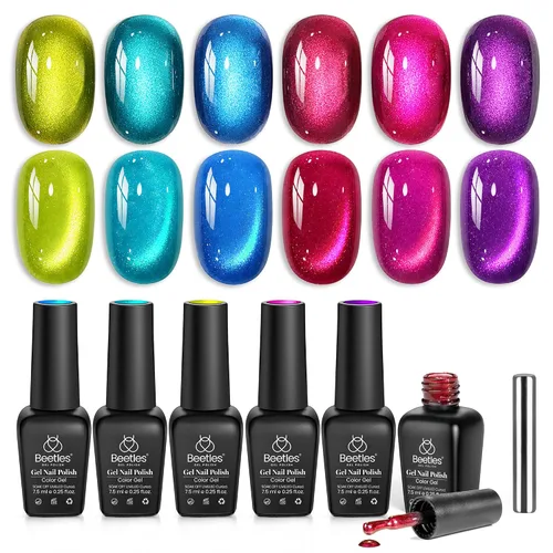 Vista 20 de Beetles - Juego de esmaltes de gel azul, Ocean Range, juego de 6 colores de esmalte de uñas de gel azul A - Azul Ocean Range