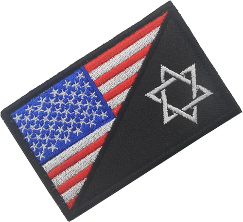 Vista 6 de Parches bordados de la bandera de Estados Unidos e Israel – Israel Jewish Star of David Flags Tactical Militar Moral Emblema Brazalete Insignias