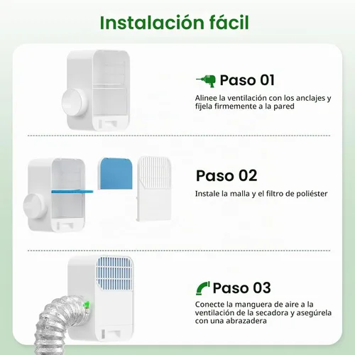 Vista 8 de LuckIn Kit de ventilación de secadora interior 3 en 1 para secadora eléctrica, kit de limpiador de ventilación de secadora con filtro de poliéster