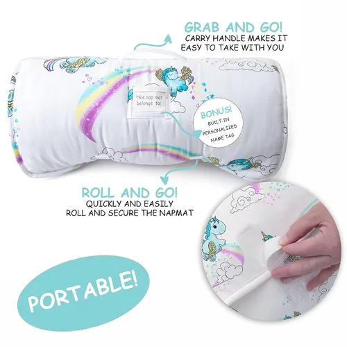 Vista 3 de JumpOff Jo Tapete para siesta para niños, acogedor tapete de descanso para niños con almohada extraíble y manta ultrasuave para preescolar