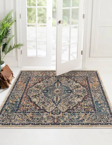 Vista 30 de Unique Loom Lola Collection - Alfombra tradicional (2 pies 2 pulgadas x 3 pies 1 pulgada, rectangular, azul/gris)