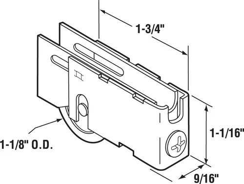 Vista 2 de Prime-Line D 1829 Rodillo de rodamiento de bolas de acero de 1-1/8 pulgadas, estilo U-Back, ajustable (paquete individual)
