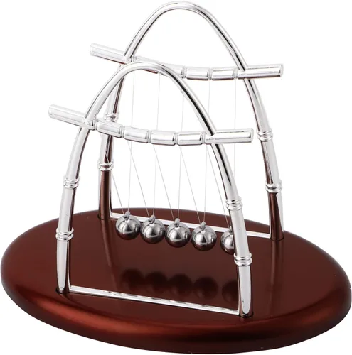 Vista 3 de Rengue Newtons Balance Balls Physics Pendulum, Silver, Plastic and Iron, 7.09x4.33x5.51 Inch, Educational Science Toy, Office Desk Decor Newtons