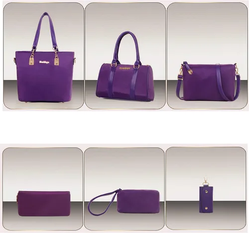 Vista 2 de KOOIJNKO Juego de 6 bolsas de nailon con asa superior, bolsa cruzada de hombro