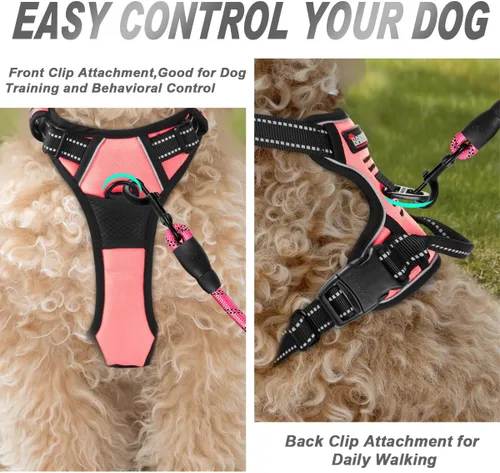 Vista 58 de BARKBAY - Arnés para perro sin tirones con clip frontal, material resistente y reflectante, asa de fácil control para pasear perros grandes