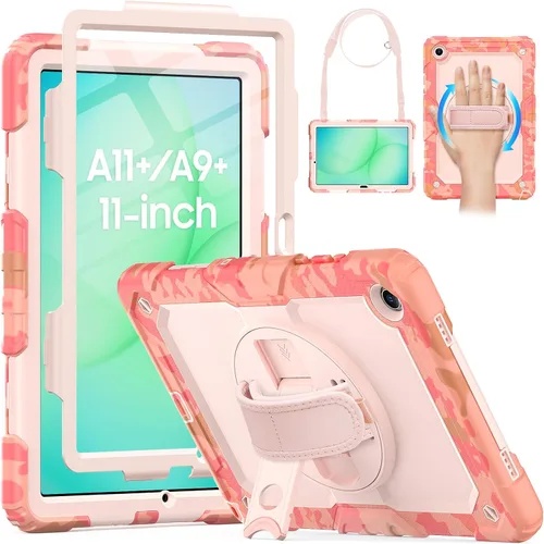 Vista 12 de HXCASEAC Funda para Samsung Galaxy Tab A9/A11 de 8.7 pulgadas, protector con protector de pantalla/correa de mano/soporte para bolígrafo, a prueba