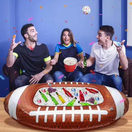 Vista 6 de Erweicet Enfriador inflable de fútbol, 1 unidad para fiesta, barbacoa, picnic, piscina, suministros de fiesta, buffet Luau, con un tapón de drenaje