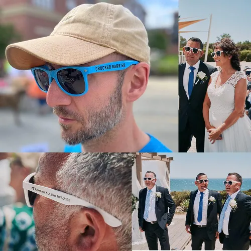 Vista 4 de Gafas de sol personalizadas a granel, regalos de fiesta para adultos, regalos personalizados para bodas, solteros, cumpleaños, novia, padrino
