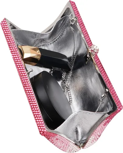 Vista 6 de Evevictor Bolso de mano bolso de noche bolsa de dinero rosa degradado para Halloween fiesta cita y Navidad Rosado