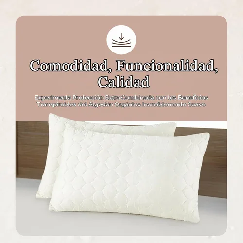 Vista 7 de Whisper Organics Protector de almohada acolchado 100% algodón orgánico GOTS & Fairtrade - Funda de almohada gruesa, transpirable e hipoalergénica