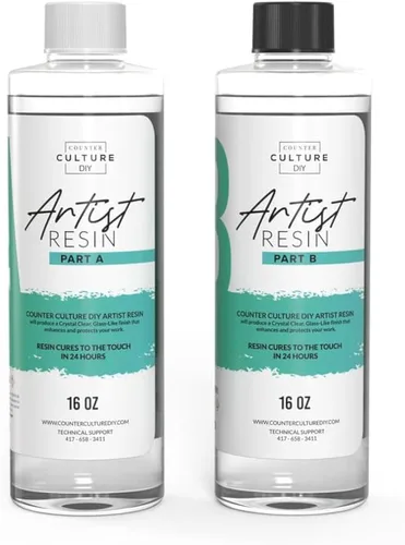 Vista 9 de Counter Culture DIY Clear Artist Resina, kit de 1 galón, suministros de epoxi para manchas metálicas, acrílico, 100% sólidos, fácil capa, sin