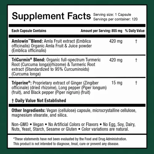 Vista 4 de Harmony Nutraceuticals Amla & Beyond™ (Nisa Amalaki) Fórmula tradicional de hierbas ayurvédicas con amla, cúrcuma y triperina™, vegetariana, 120