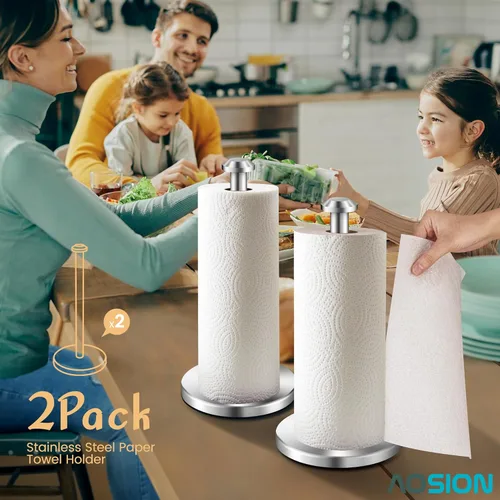 Vista 9 de AOSION Paquete de 2 soportes para toallas de papel de acero inoxidable
