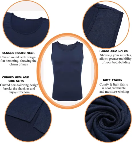 Vista 5 de Babioboa Paquete de 3 camisetas sin mangas de entrenamiento para hombre atléticas para gimnasio culturismo músculo