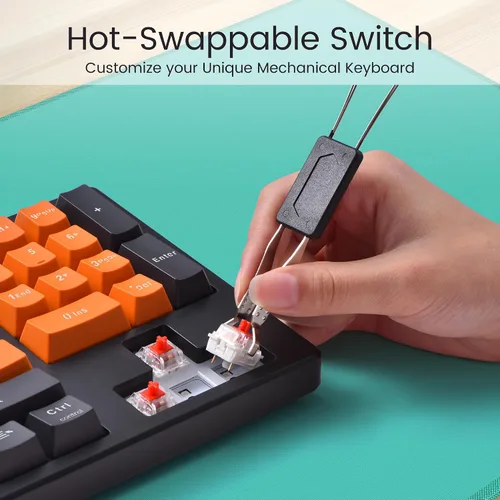Vista 3 de RisoPhy Gasket - Teclado mecánico programable de 93 teclas con retroiluminación RGB, interruptor rojo intercambiable en caliente, teclado