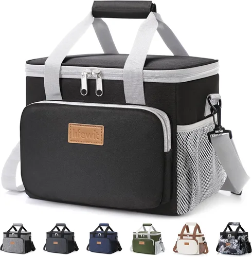 Vista 20 de Lifewit Lonchera mediana aislada, suave y refrigerante, para adultos, hombres y mujeres, color negro, 12 latas (9L)