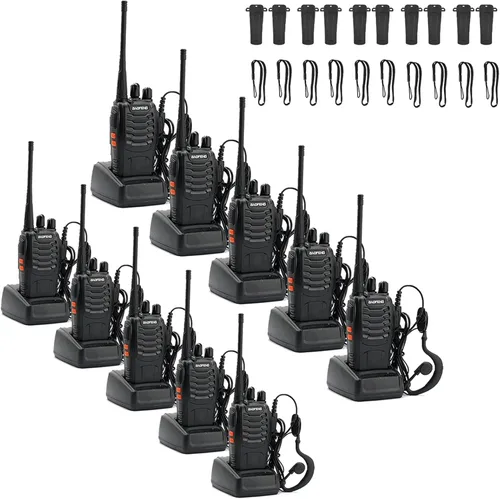 Vista 9 de BAOFENG BF-888S Walkie Talkies para adultos de largo alcance profesional de mano de 16 canales de radio bidireccional con auriculares, batería