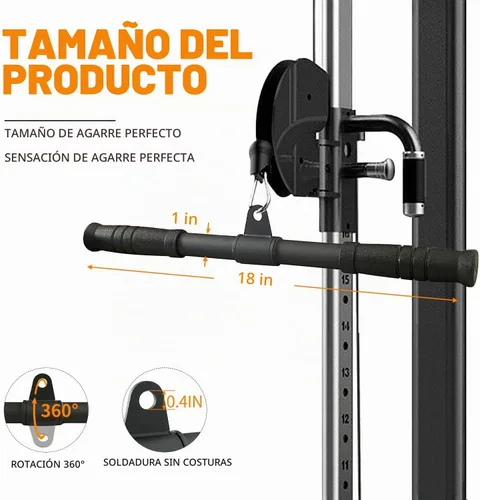 Vista 4 de Barra recta, barra desplegable giratoria 360, accesorios de cable para accesorios de cable para máquina de cable de gimnasio, barra de rizo