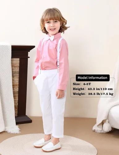 Vista 9 de A&J DESIGN Conjunto de ropa formal para niños pequeños con tirantes y tirantes