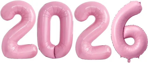 Vista 12 de GOER Globos de papel de aluminio 2026 para fiesta de Año Nuevo, suministros de fiesta, decoraciones de graduación (negro, 16 pulgadas)