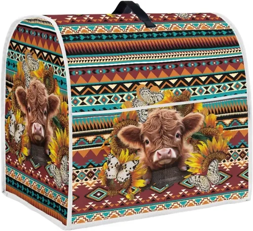 Vista 21 de UNICEU Protector de cubierta de batidora de soporte de cocina con estampado retro de mariposa de girasol, con mango superior, cubierta de polvo