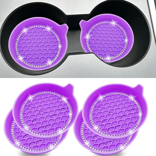 Vista 38 de NBTEPEM 2 posavasos de auto con diamantes de imitación, 2.75 pulgadas, antideslizantes, a prueba de golpes, universal, a la moda, para auto