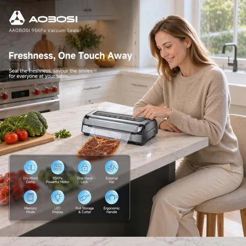 Vista 8 de AAOBOSI Sellador al vacío de 95 kPa para carnes, líquidos, Sous Vide