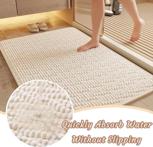 Vista 3 de Alfombra de baño antideslizante, 20 x 32 pulgadas, lavable a máquina y absorbente de agua, alfombra de baño de microfibra suave y gruesa para ducha