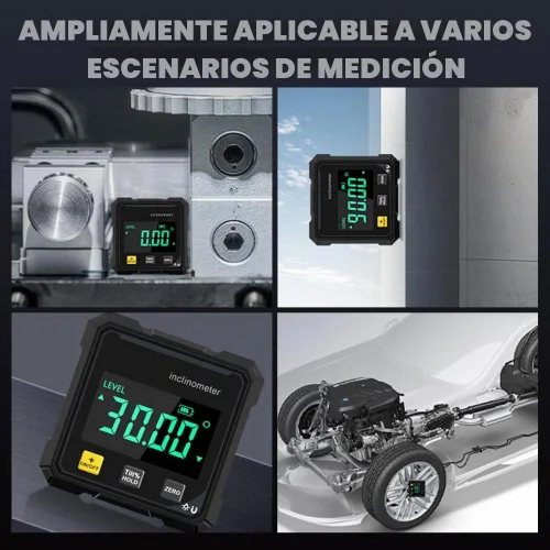 Vista 6 de Saker - Herramienta transportadora digital de ángulo 2026, inclinómetro de alta precisión de 4 × 90° con pantalla LED, medidor de ángulo magnético