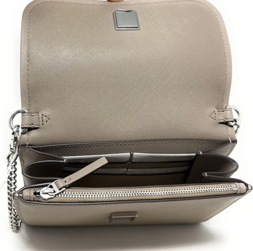 Vista 5 de Tory Burch Emerson Chain Wallet - Bolso cruzado de cuero (tiza gris), Tiza gris