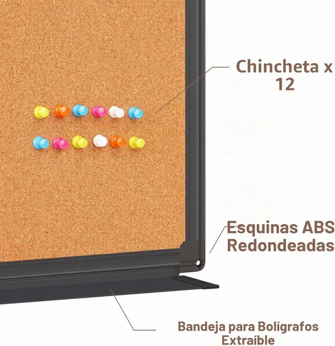 Vista 4 de maxtek - Pizarra blanca combinada y tablero de corcho para anuncios 24 x 18, pizarra blanca magnética, tablero combinado de borrado en seco