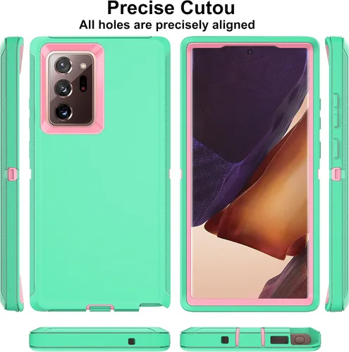 Vista 5 de Funda para Note 20 Ultra, Galaxy Note 20 Ultra con protector de pantalla de TPU flexible autorreparable (paquete de 2), funda de protección 3 en 1