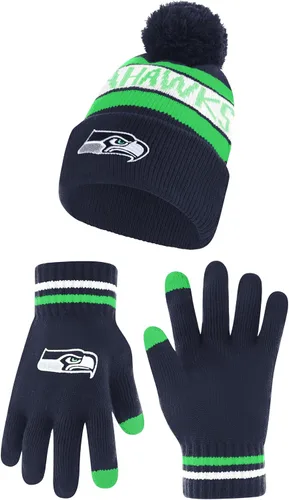 Vista 50 de Ultra Game Adults NFL Official Super Soft Winter Beanie Knit Hat With Warm Touch Screen Gloves