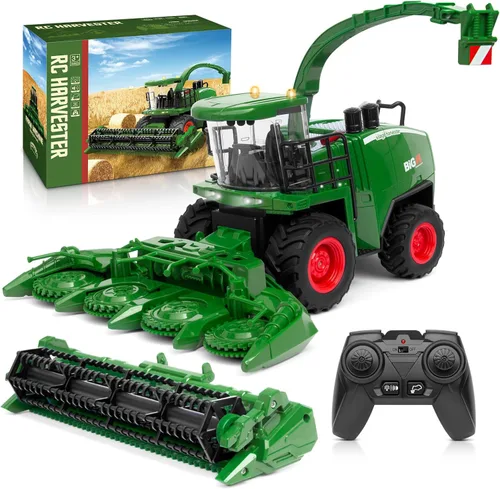 Vista 9 de Uarzt - Tractor cosechador con control remoto, juguete de tractor RC con cabezal de maíz, juguetes de tractor RC para niños de 3 años en adelante