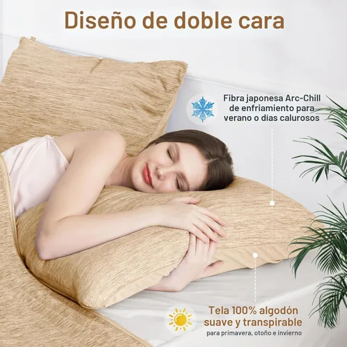 Vista 3 de Elegear Juego de 2 fundas de almohada refrescantes para personas que Beige