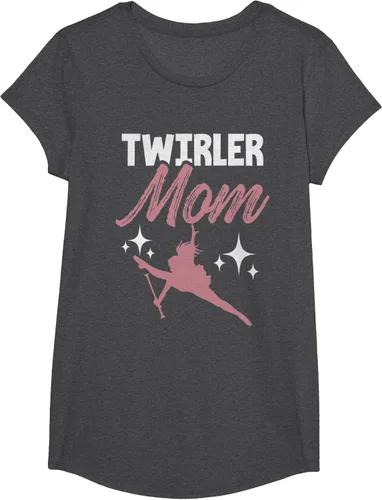 Vista 44 de Twirler Mom Baton Twirl Mother Majorette Twirling Camiseta, Negro, S