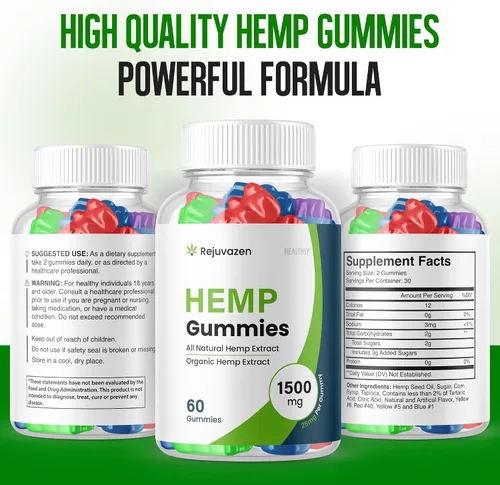 Vista 5 de Gomitas Rejuvazen – Fórmula oficial – Gomitas de cáñamo Rejuvazen Presión Arterial Fórmula de azúcar 300 mg, Gomitas Rejuvazen Mezcla de Alta