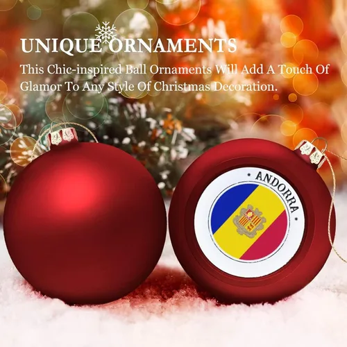 Vista 4 de Adorno de bola de Navidad de Andorra, bandera de Andorra, bandera de las naciones, adornos colgantes, recuerdo, regalo para árbol de Navidad