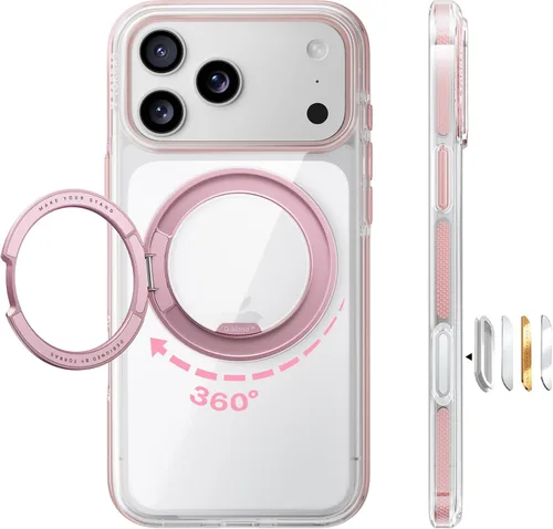 Vista 11 de TORRAS Funda con soporte magnético 360 para iPhone 17 Pro, ultra transparente, [compatible con MagSafe] [protección de grado militar 4X], funda