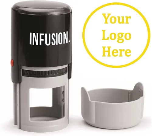 Vista 13 de Infusion Sello de goma autoentintado redondo con logotipo personalizado (2 pulgadas de diámetro), negro